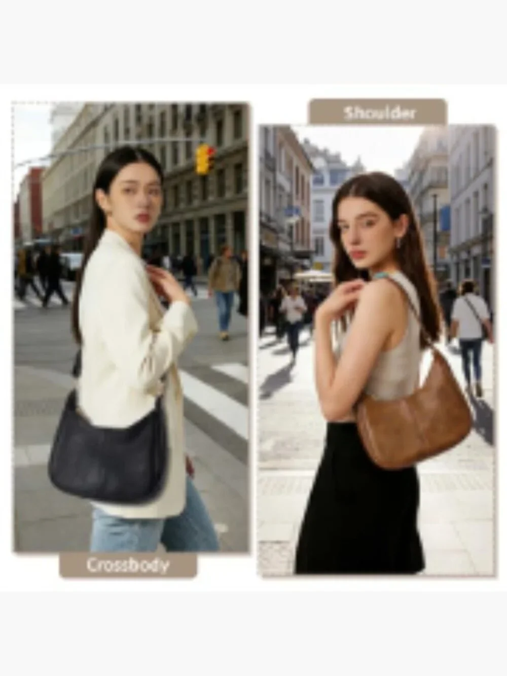 Soft Faux Leather Hobo Bag Crossbody Shoulder Purse with Adjustable Strap